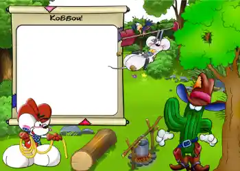 Beschriftung auf dem Rahmen: Ковбой.