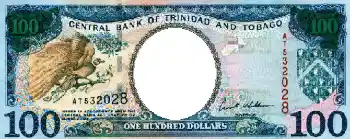 Fotoeffekt aus der Kategorie Geld № 590. Beschriftung auf dem Rahmen: 100 долларов Тринидат и Табаго.