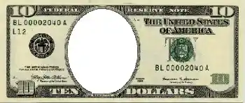 Fotoeffekt aus der Kategorie Geld № 591. Beschriftung auf dem Rahmen: 10 американских долларов.