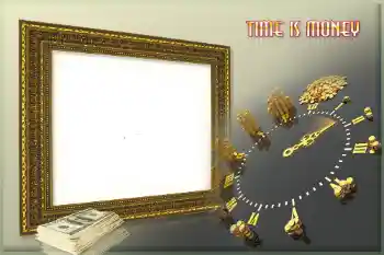 Fotoeffekt aus der Kategorie Fotorahmen für Männer № 101150. Beschriftung auf dem Rahmen: Time is money