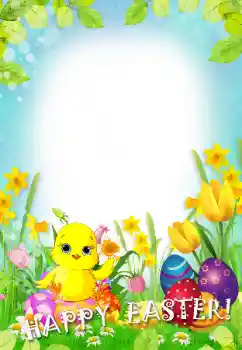 Beschriftung auf dem Rahmen: Frohe Ostern!