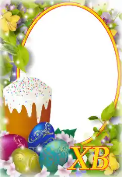 Beschriftung auf dem Rahmen: Frohe Ostern!