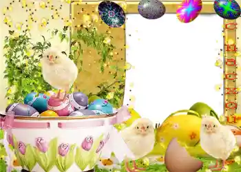 Beschriftung auf dem Rahmen: Frohe Ostern!