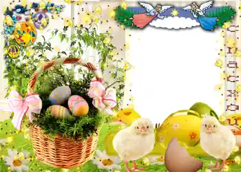 Beschriftung auf dem Rahmen: Frohe Ostern!