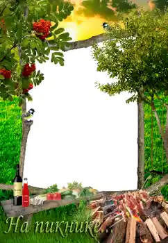 Beschriftung auf dem Rahmen: На пикнике...